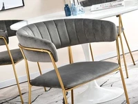 Krzesło glamour MALE SZARY welur ze złotym steżalem - komfortowe siedzisko