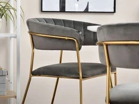 Krzesło glamour MALE SZARY welur ze złotym steżalem - charakterystyczne detale