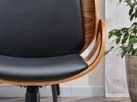 Designerski fotel do biurka drewniany GINA orzechowo czarny - ciekawa linia