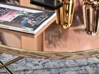 Okrągła ława AMIN XL glamour złoto + brązowe szkło - eleganckie wykończenie