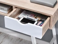 Nowoczesne biurko pod komputer GAVLE biale-sonoma - pojemna szuflada