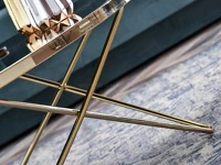 Okrągła ława AMIN XL glamour złoto + brązowe szkło - metalowa podstawa