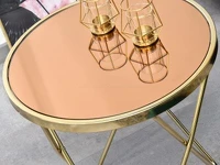 Wysoki stolik AMIN S ZŁOTY glam z metalu i brązowego szkła - stylowy blat