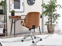 Designerski fotel do biurka drewniany GINA orzechowo czarny - tył w aranżacji