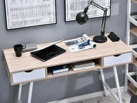 Nowoczesne biurko pod komputer GAVLE biale-sonoma - spory blat roboczy