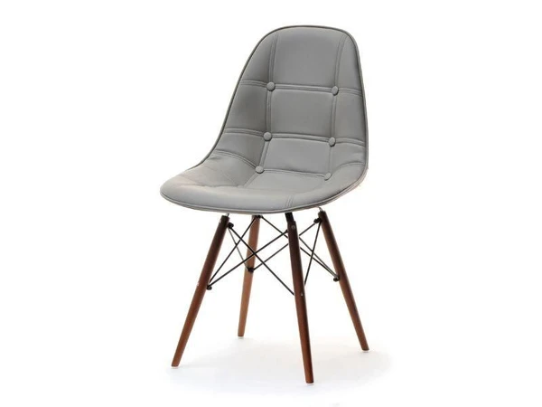 Krzesło tapicerowane MPC WOOD TAP szare - z nogą orzechową.
