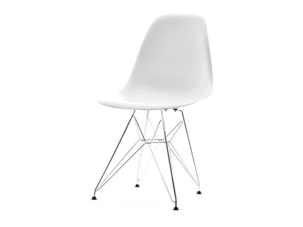 Krzesło z tworzywa MPC ROD białe z chromowaną podstawą.