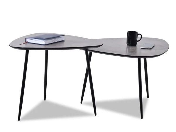Komplet stolików w oryginalnym kształcie ROSIN beton-czerń