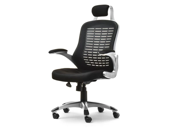 Fotel biurowy LUPO czarna tkanina mesh + srebrne tworzywo