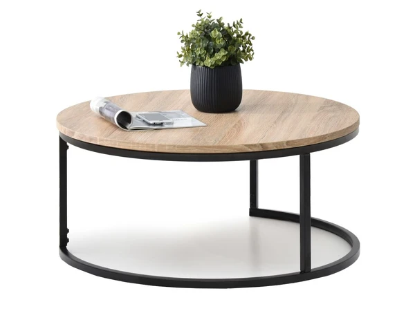 Okrągły stolik KODIA XL SONOMA na czarnej nodze ze stali