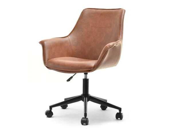 Fotel skórzany OMAR BRĄZ w stylu vintage na kółkach do biura