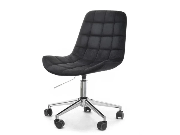 Krzesło obrotowe z pikowanym siedziskiem ELIOR czarny velvet