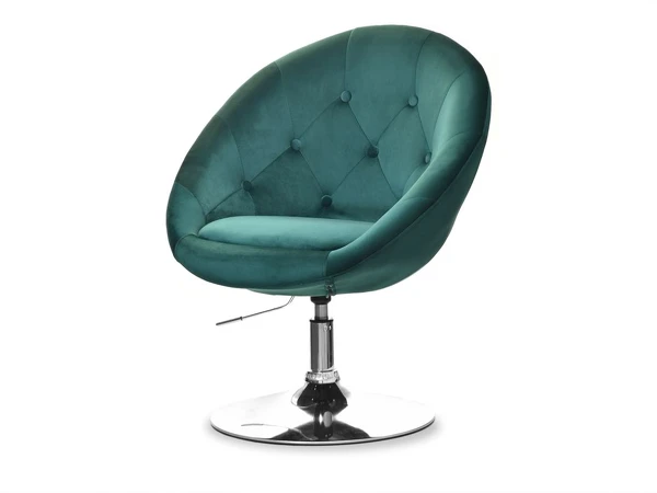 Designerski fotel obrotowy z tkaniny velvet LOUNGE zielony