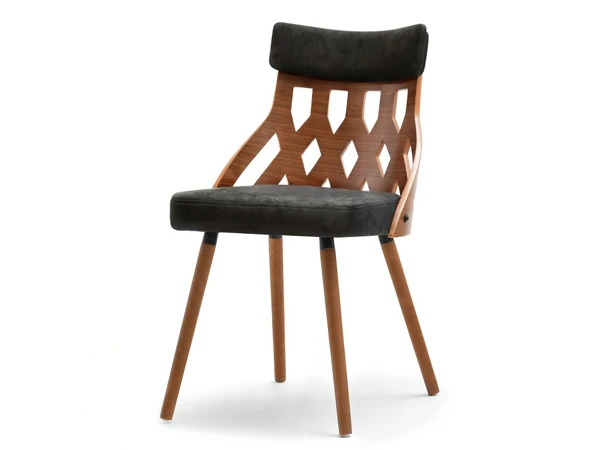 Ażurowe krzesło z drewna giętego CRABI orzech-czarny
