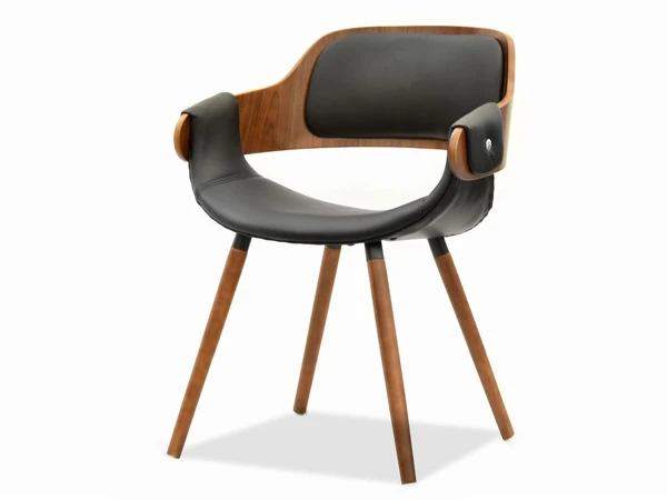 Eleganckie krzesło z drewna giętego TWIG czarny-orzech