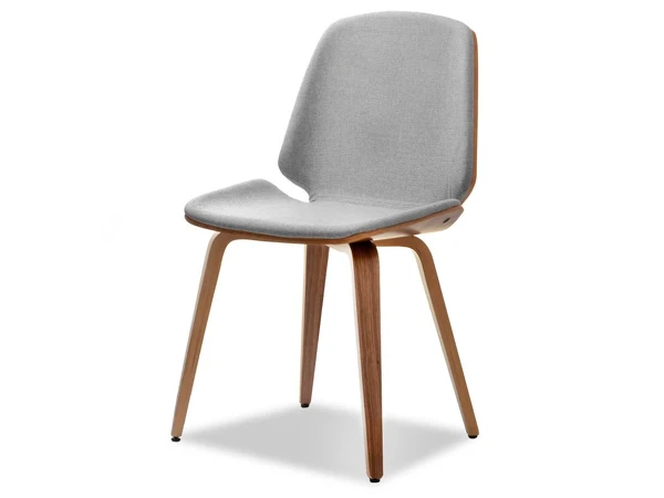 Krzesło tapicerowane z drewna giętego VINCE orzech - szare