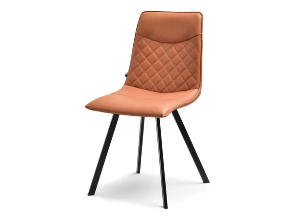 Brązowe krzesło z ekoskóry AMANDA - czarna podstawa