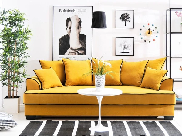 Żółta sofa Miss Bibi - tkanina ASTON 12