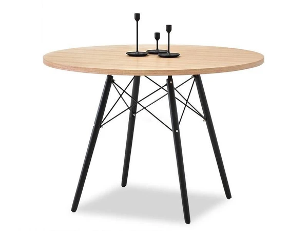 Designerski okrągły stół drewniany EMT WOOD jesion-czarny